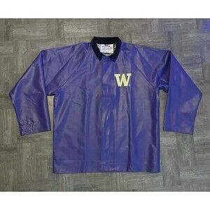 WASHINGTON HUSKIES UW Football Poly-vinyl COLLEGE RAIN JACKET Fan Coat Men's M
